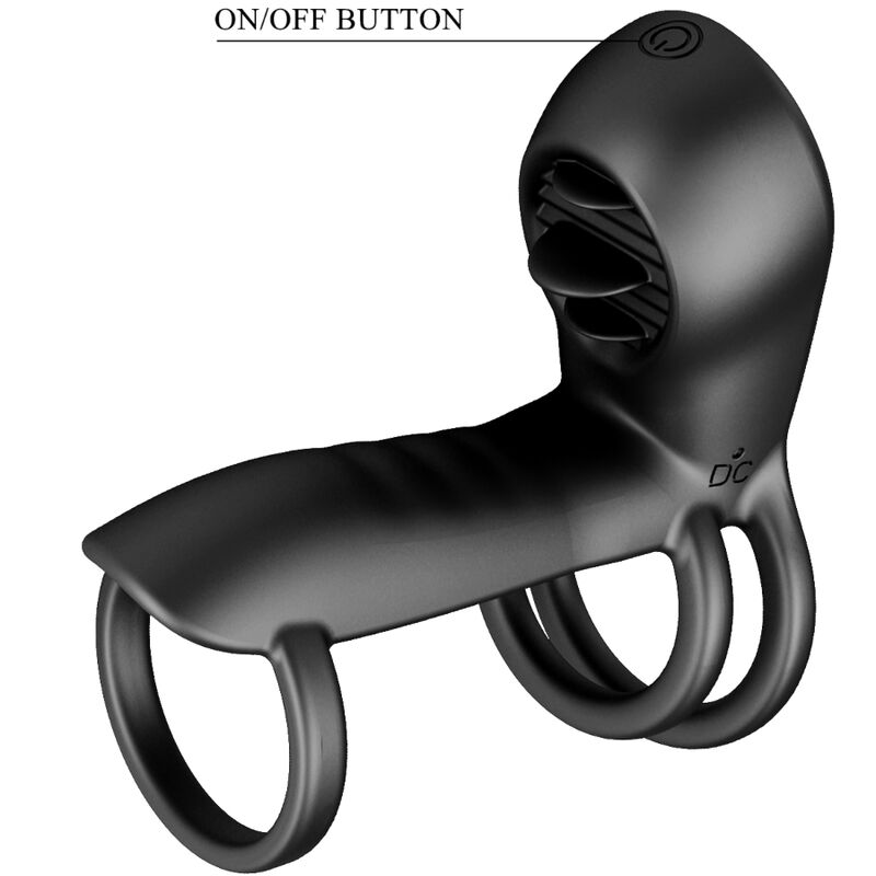 PRETTY LOVE - JAMMY PENIS SHEATH 12 VIBRATIONS WITH RECHARGEABLE SILICONE TONGUE - NOCTURNA DESIRES