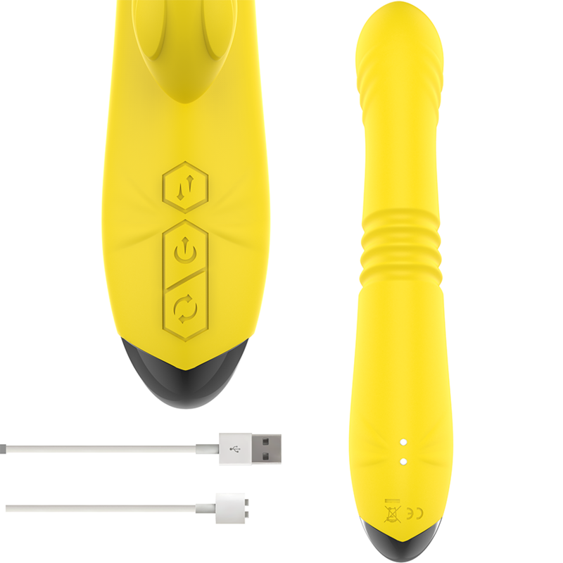 INTENSE - TOKY MULTIFUNCTION VIBRATOR UP & DOWN WITH CLITORAL STIMULATOR YELLOW - NOCTURNA DESIRES