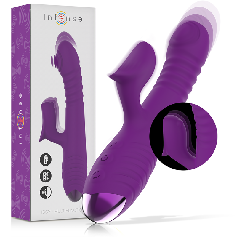 INTENSE - IGGY MULTIFUNCTION RECHARGEABLE VIBRATOR UP & DOWN WITH CLITORAL STIMULATOR PURPLE - NOCTURNA DESIRES