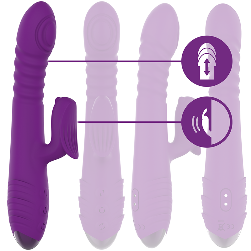 INTENSE - IGGY MULTIFUNCTION RECHARGEABLE VIBRATOR UP & DOWN WITH CLITORAL STIMULATOR PURPLE - NOCTURNA DESIRES