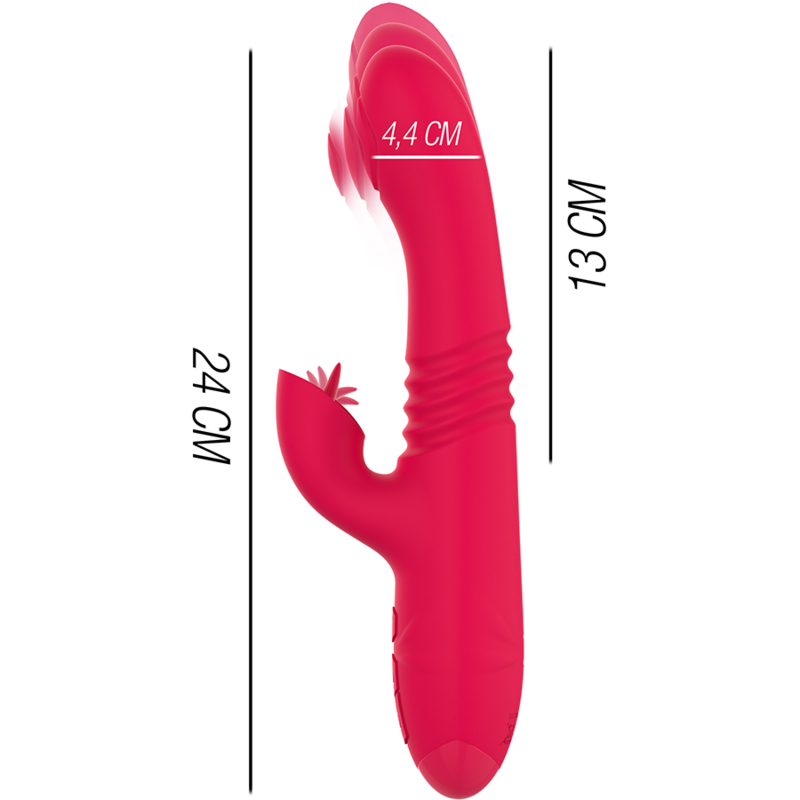 INTENSE - DUA MULTIFUNCTION RECHARGEABLE UP & DOWN VIBRATOR WITH RED TONGUE - NOCTURNA DESIRES