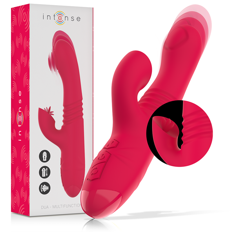 INTENSE - DUA MULTIFUNCTION RECHARGEABLE UP & DOWN VIBRATOR WITH RED TONGUE - NOCTURNA DESIRES