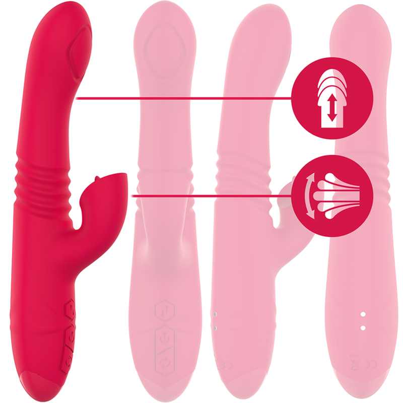 INTENSE - DUA MULTIFUNCTION RECHARGEABLE UP & DOWN VIBRATOR WITH RED TONGUE - NOCTURNA DESIRES