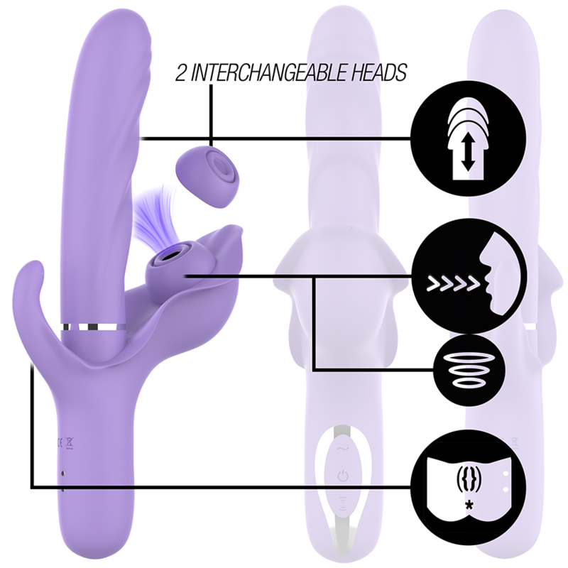 INTENSE - BILLIE MULTIFUNCTIONAL RECHARGEABLE SUCTION VIBRATOR WITH PURPLE PUSH BUTTON - NOCTURNA DESIRES
