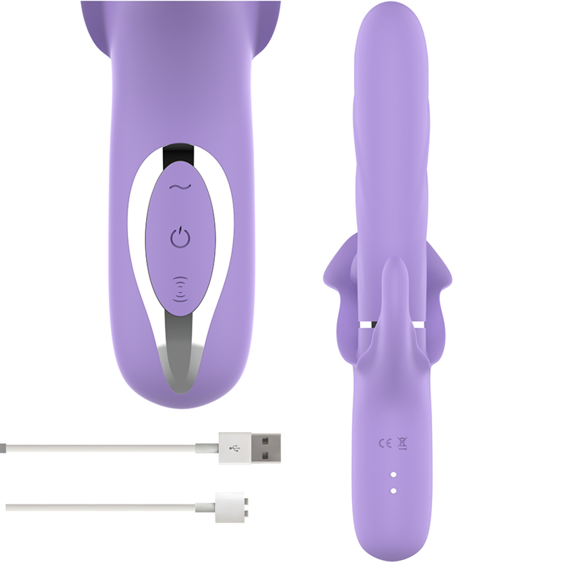 INTENSE - BILLIE MULTIFUNCTIONAL RECHARGEABLE SUCTION VIBRATOR WITH PURPLE PUSH BUTTON - NOCTURNA DESIRES