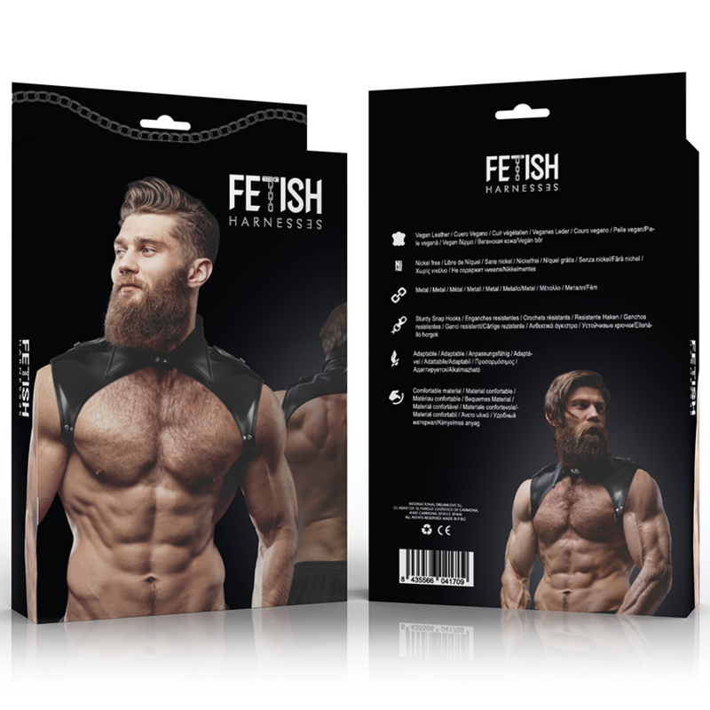 FETISH SUBMISSIVE ATTITUDE - MENS BRIGADE ADJUSTABLE ECO-LEATHER NECK HARNESS - NOCTURNA DESIRES