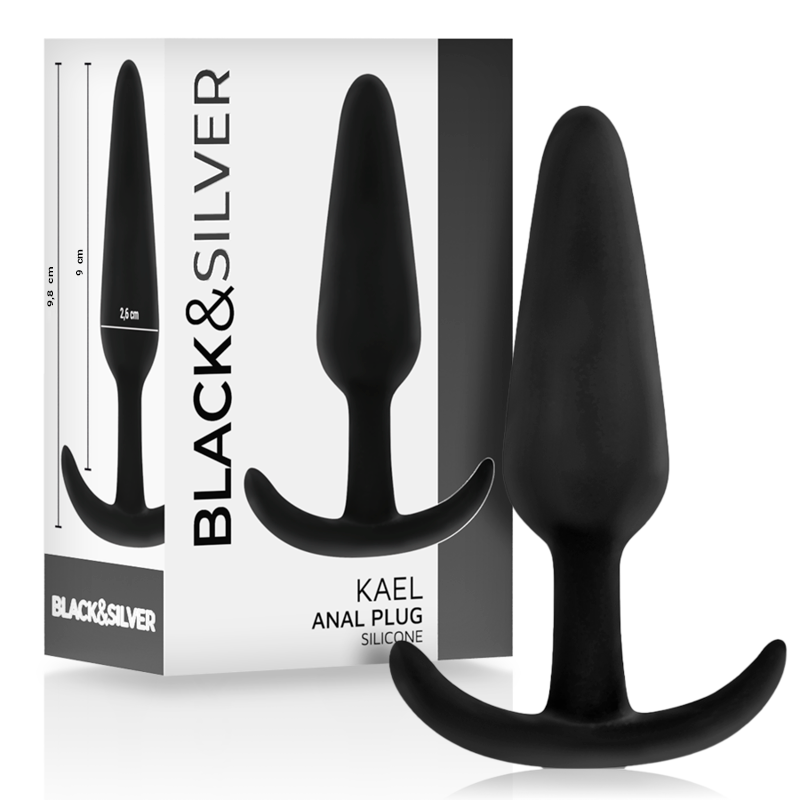 BLACK&SILVER - KAEL SILICONE ANAL PLUG WITH MEDIUM HANDLE - NOCTURNA DESIRES
