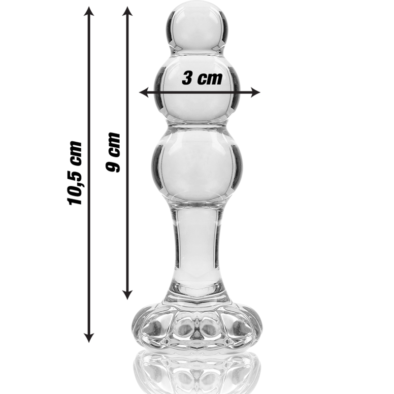 NEBULA SERIES BY IBIZA - MODEL 1 ANAL PLUG BOROSILICATE GLASS CLEAR 10.5 CM -O- 3 CM - NOCTURNA DESIRES