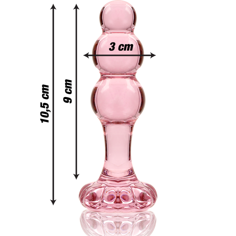 NEBULA SERIES BY IBIZA - MODEL 1 ANAL PLUG BOROSILICATE GLASS PINK 10.5 CM -O- 3 CM - NOCTURNA DESIRES