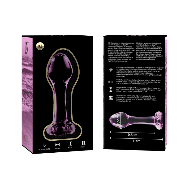NEBULA SERIES BY IBIZA - MODEL 2 ANAL PLUG BOROSILICATE GLASS PINK 11 CM -O- 3.5 CM - NOCTURNA DESIRES