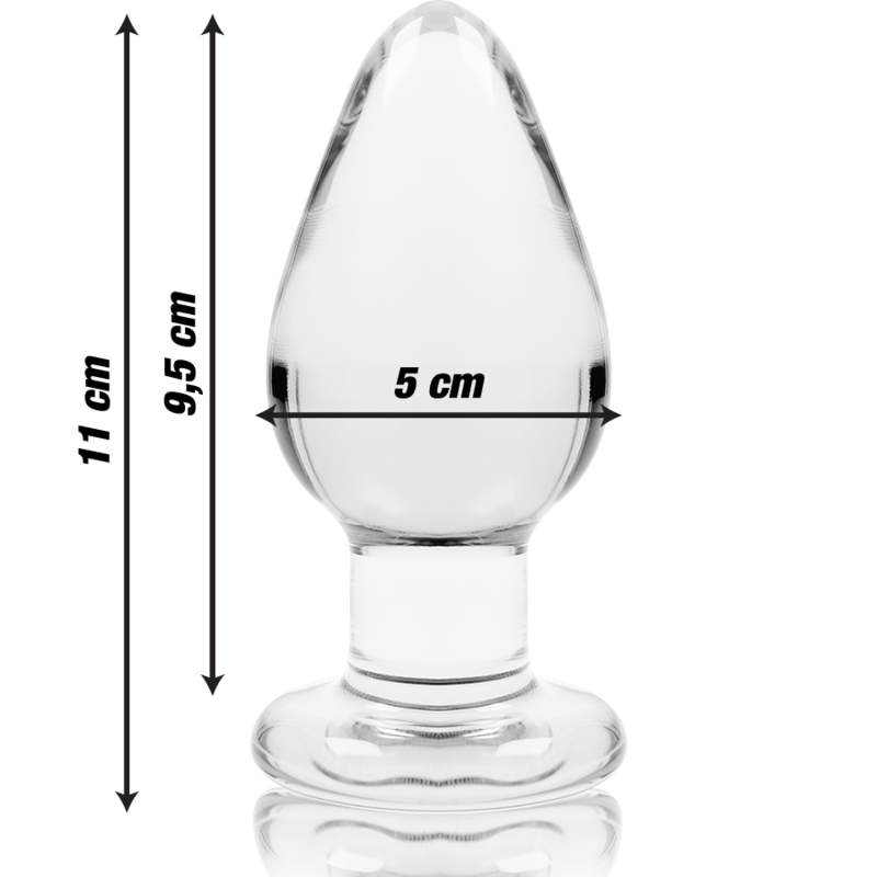 NEBULA SERIES BY IBIZA - MODEL 3 ANAL PLUG BOROSILICATE GLASS TRANSPARENT 11 CM -O- 5 CM - NOCTURNA DESIRES