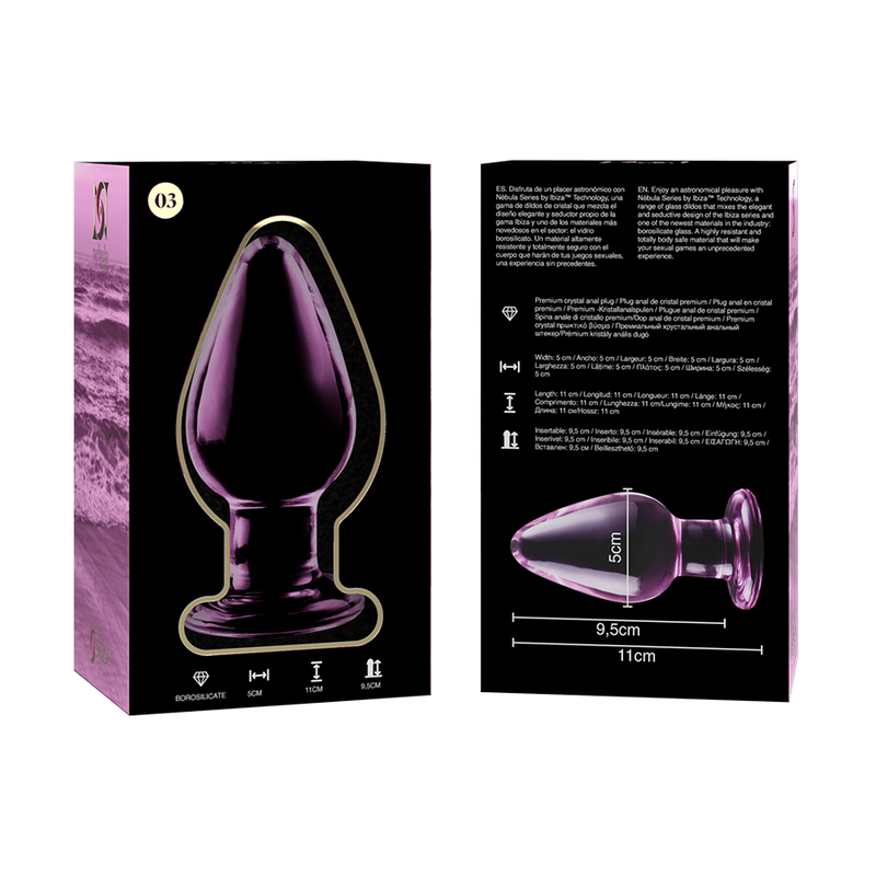 NEBULA SERIES BY IBIZA - MODEL 3 ANAL PLUG BOROSILICATE GLASS PINK 11 CM -O- 5 CM - NOCTURNA DESIRES