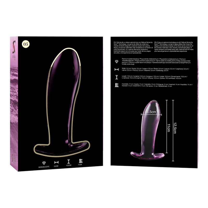 NEBULA SERIES BY IBIZA - MODEL 5 ANAL PLUG BOROSILICATE GLASS PINK 12.5 CM -O- 3.5 CM - NOCTURNA DESIRES