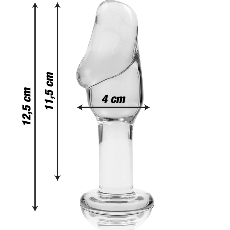 NEBULA SERIES BY IBIZA - MODEL 6 ANAL PLUG BOROSILICATE GLASS CLEAR 12.5 CM -O- 4 CM - NOCTURNA DESIRES