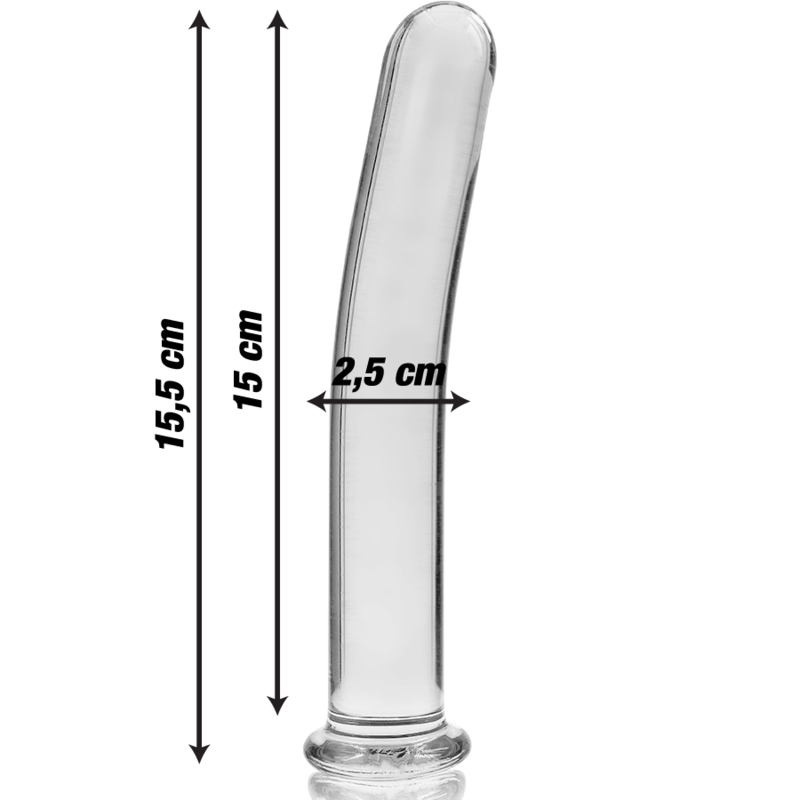NEBULA SERIES BY IBIZA - MODEL 9 DILDO BOROSILICATE GLASS CLEAR 15.5 CM -O- 2.5 CM - NOCTURNA DESIRES