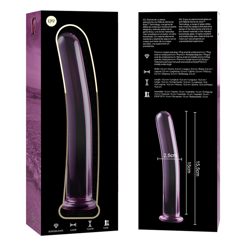 NEBULA SERIES BY IBIZA - MODEL 9 DILDO BOROSILICATE GLASS PINK 15.5 CM -O- 2.5 CM - NOCTURNA DESIRES