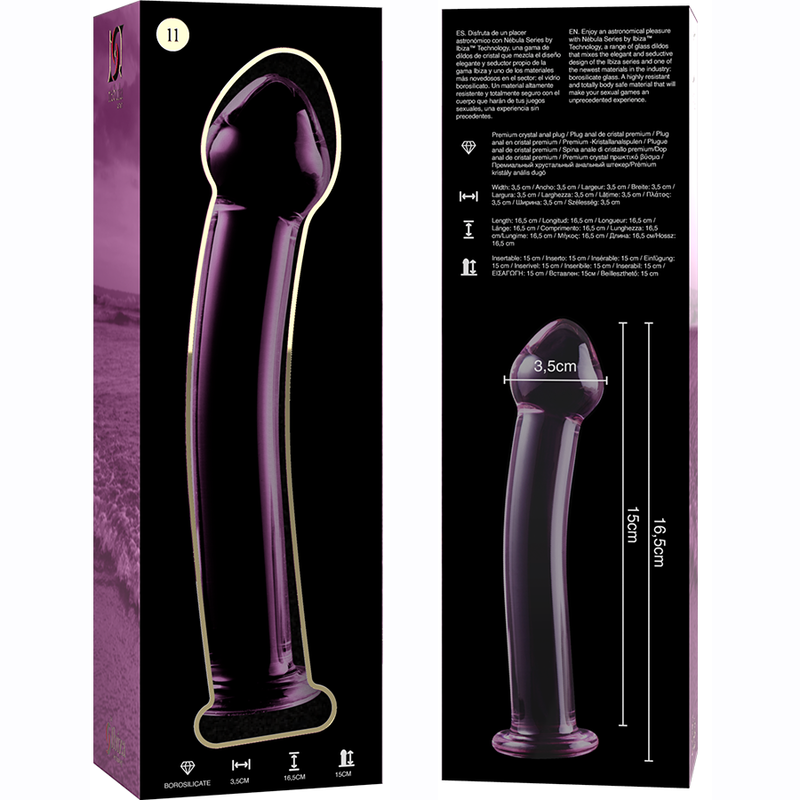 NEBULA SERIES BY IBIZA - MODEL 11 DILDO BOROSILICATE GLASS PINK 16 CM -O- 3 CM - NOCTURNA DESIRES