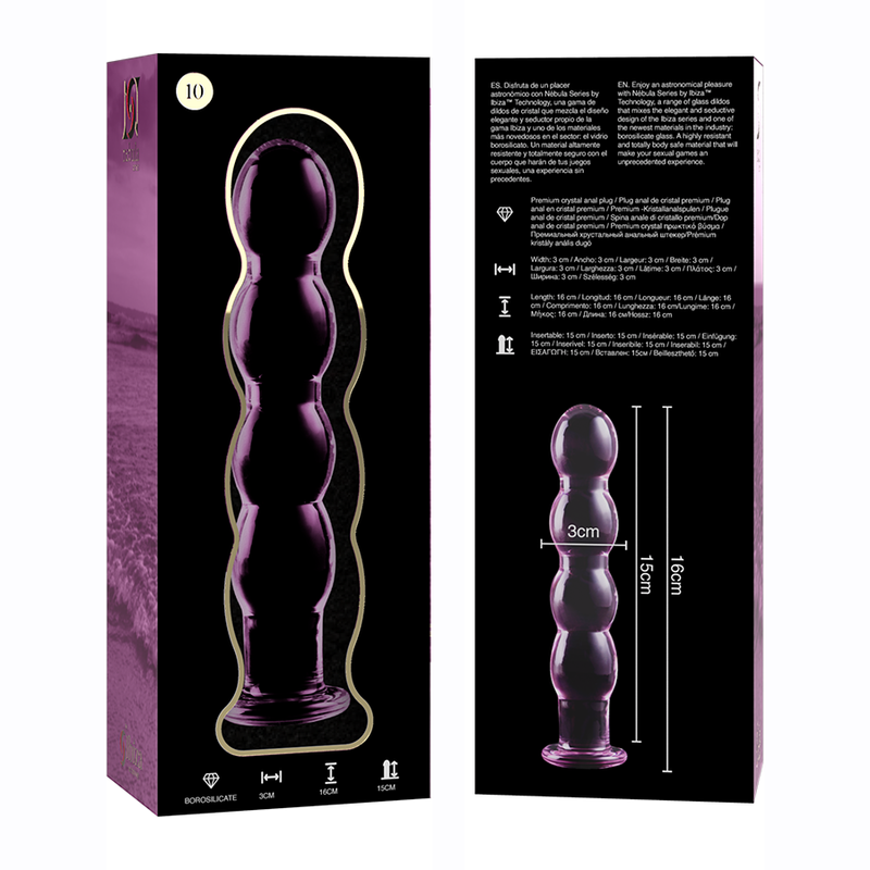 NEBULA SERIES BY IBIZA - MODEL 10 DILDO BOROSILICATE GLASS PINK 16.5 CM -O- 3.5 CM - NOCTURNA DESIRES