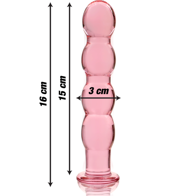 NEBULA SERIES BY IBIZA - MODEL 10 DILDO BOROSILICATE GLASS PINK 16.5 CM -O- 3.5 CM - NOCTURNA DESIRES