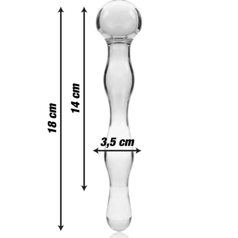 NEBULA SERIES BY IBIZA - MODEL 13 DILDO BOROSILICATE GLASS CLEAR 18 CM -O- 3.5 CM - NOCTURNA DESIRES