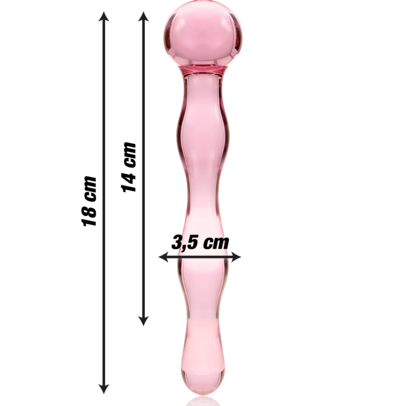 NEBULA SERIES BY IBIZA - MODEL 13 DILDO BOROSILICATE GLASS PINK 18 CM -O- 3.5 CM - NOCTURNA DESIRES