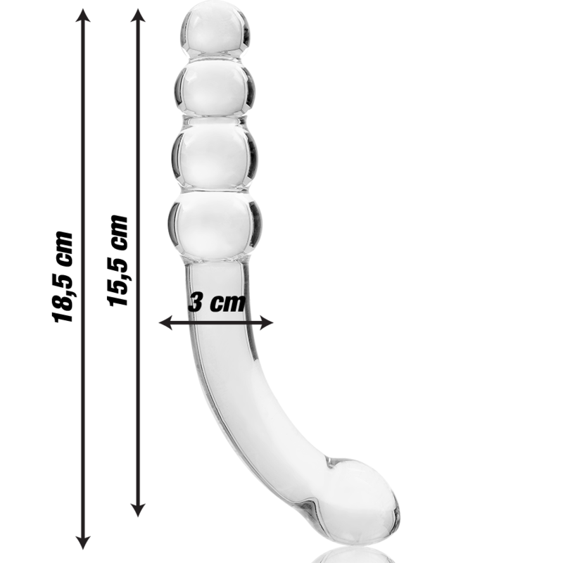 NEBULA SERIES BY IBIZA - MODEL 14 DILDO BOROSILICATE GLASS CLEAR 18.5 CM -O- 3 CM - NOCTURNA DESIRES