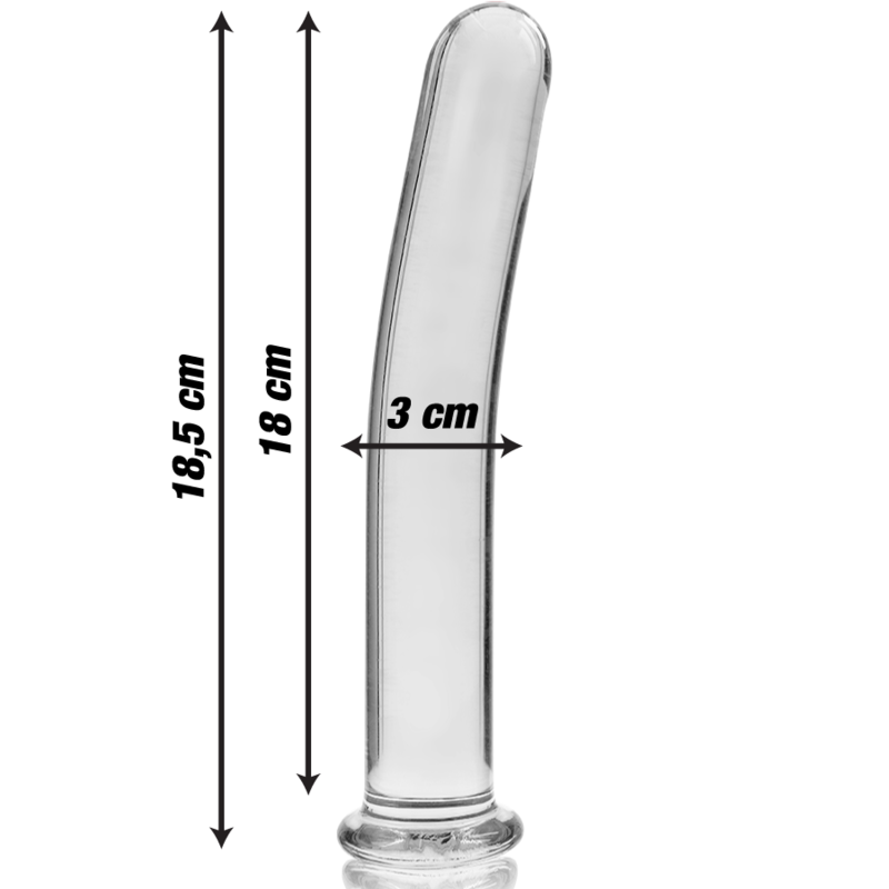 NEBULA SERIES BY IBIZA - MODEL 17 DILDO BOROSILICATE GLASS CLEAR 18.5 CM -O- 3 CM - NOCTURNA DESIRES