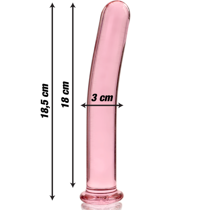 NEBULA SERIES BY IBIZA - MODEL 17 DILDO BOROSILICATE GLASS PINK 18.5 CM -O- 3 CM - NOCTURNA DESIRES
