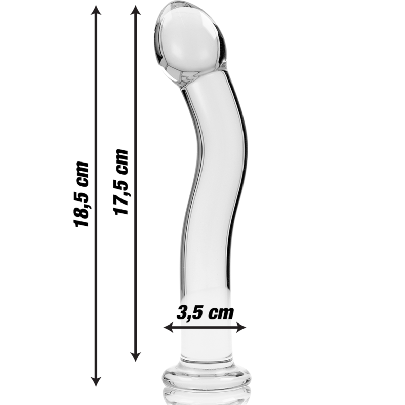 NEBULA SERIES BY IBIZA - MODEL 18 DILDO BOROSILICATE GLASS CLEAR 18.5 CM -O- 3.5 CM - NOCTURNA DESIRES