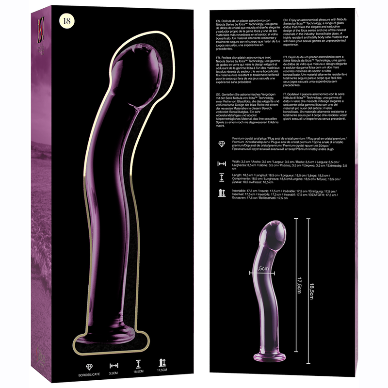 NEBULA SERIES BY IBIZA - MODEL 18 DILDO BOROSILICATE GLASS PINK 18.5 CM -O- 3.5 CM - NOCTURNA DESIRES