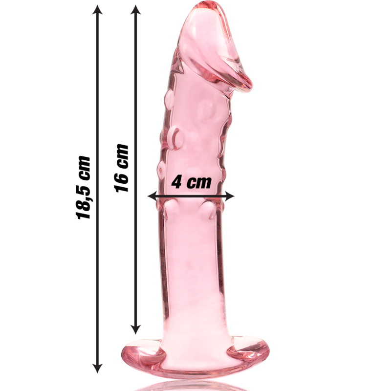 NEBULA SERIES BY IBIZA - MODEL 19 DILDO BOROSILICATE GLASS PINK 18.5 CM -O- 4 CM - NOCTURNA DESIRES