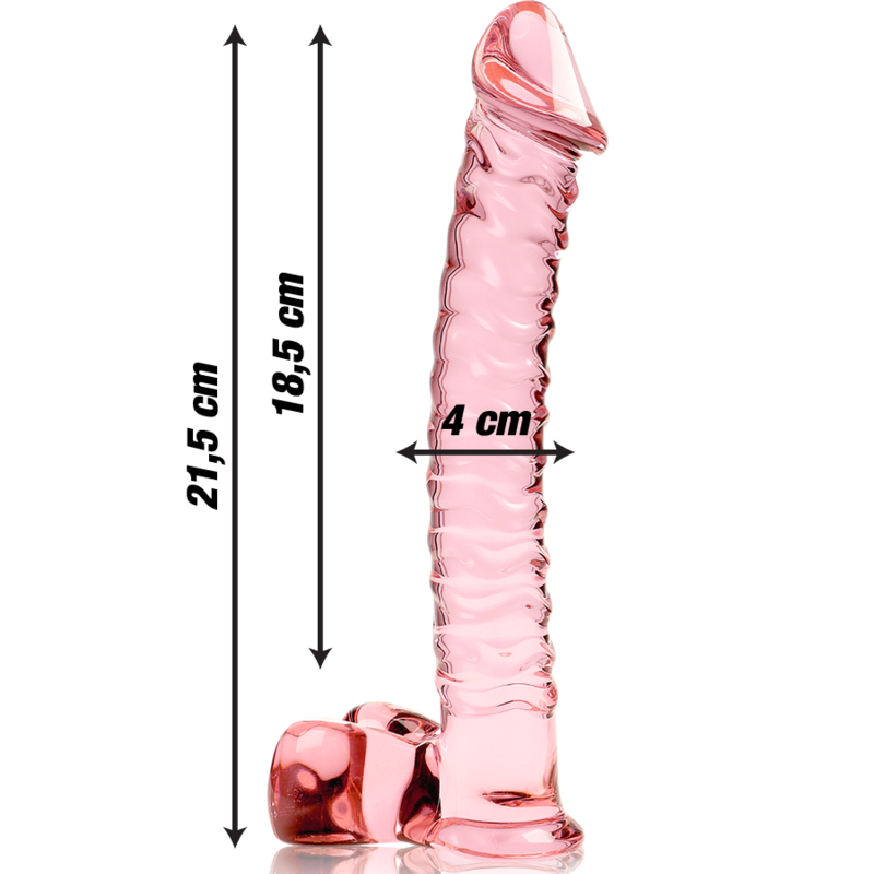 NEBULA SERIES BY IBIZA - MODEL 23 DILDO BOROSILICATE GLASS PINK 21.5 CM -O- 4 CM - NOCTURNA DESIRES