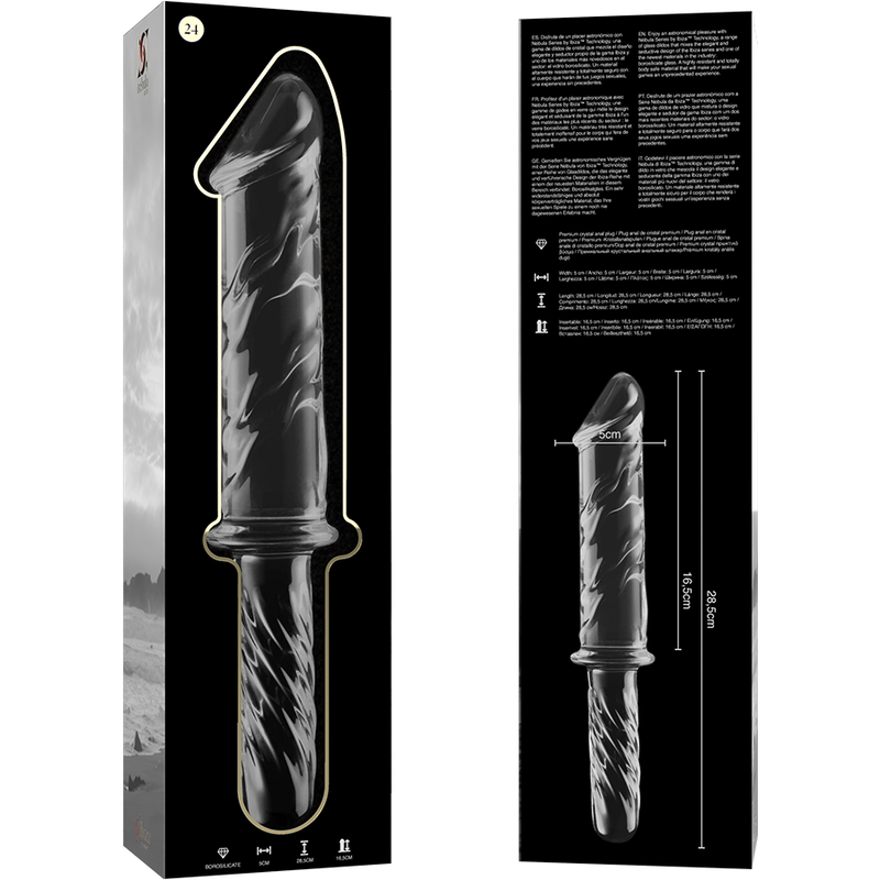 NEBULA SERIES BY IBIZA - MODEL 24 DILDO BOROSILICATE GLASS CLEAR 28.5 CM -O- 5 CM - NOCTURNA DESIRES