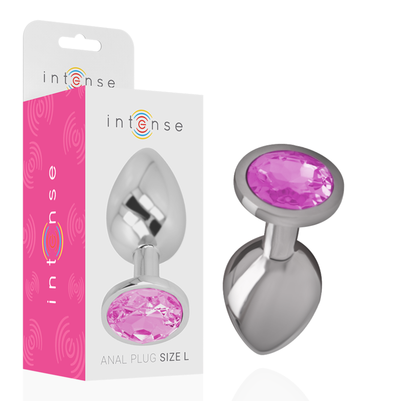 INTENSE - ALUMINUM METAL ANAL PLUG WITH PINK CRYSTAL SIZE L - NOCTURNA DESIRES