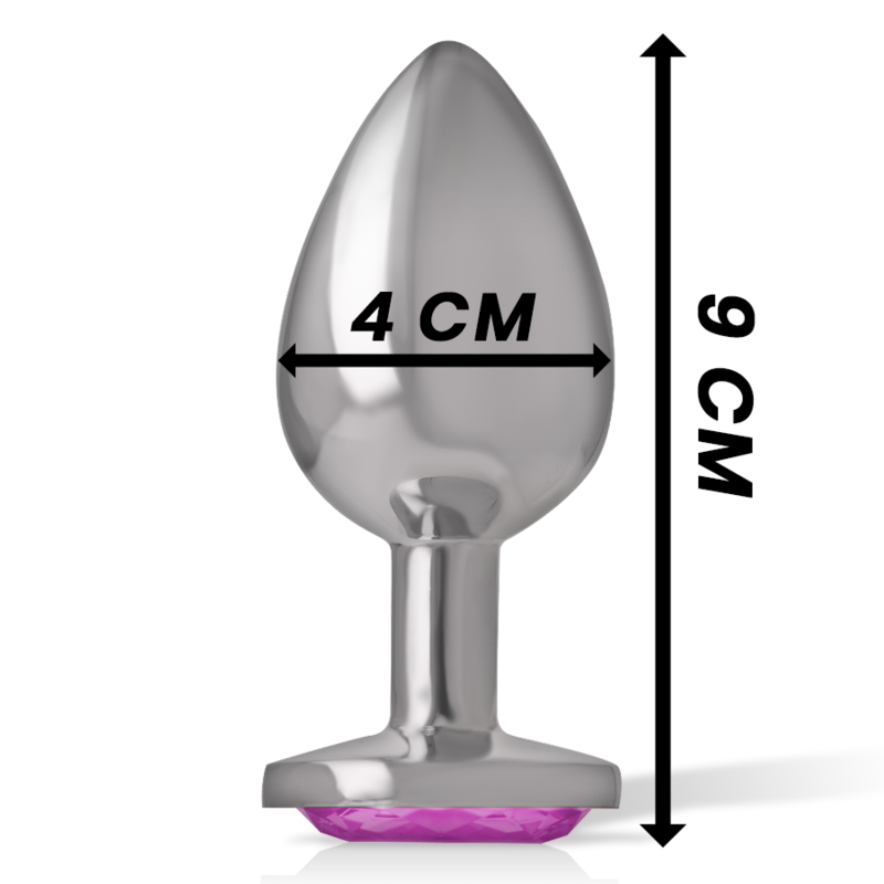 INTENSE - ALUMINUM METAL ANAL PLUG WITH PINK CRYSTAL SIZE L - NOCTURNA DESIRES
