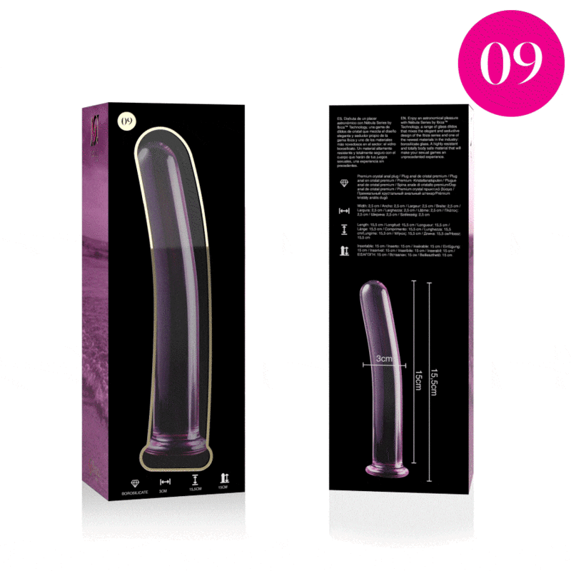 NEBULA SERIES BY IBIZA - MODEL 9 DILDO BOROSILICATE GLASS PINK 15.5 CM -O- 2.5 CM - NOCTURNA DESIRES