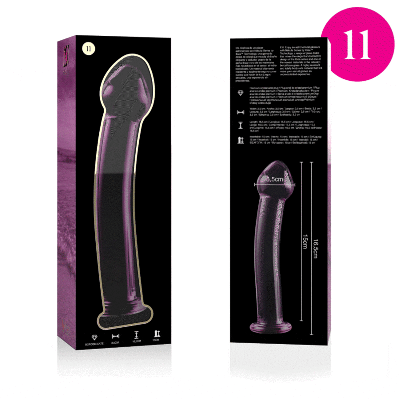 NEBULA SERIES BY IBIZA - MODEL 11 DILDO BOROSILICATE GLASS PINK 16 CM -O- 3 CM - NOCTURNA DESIRES