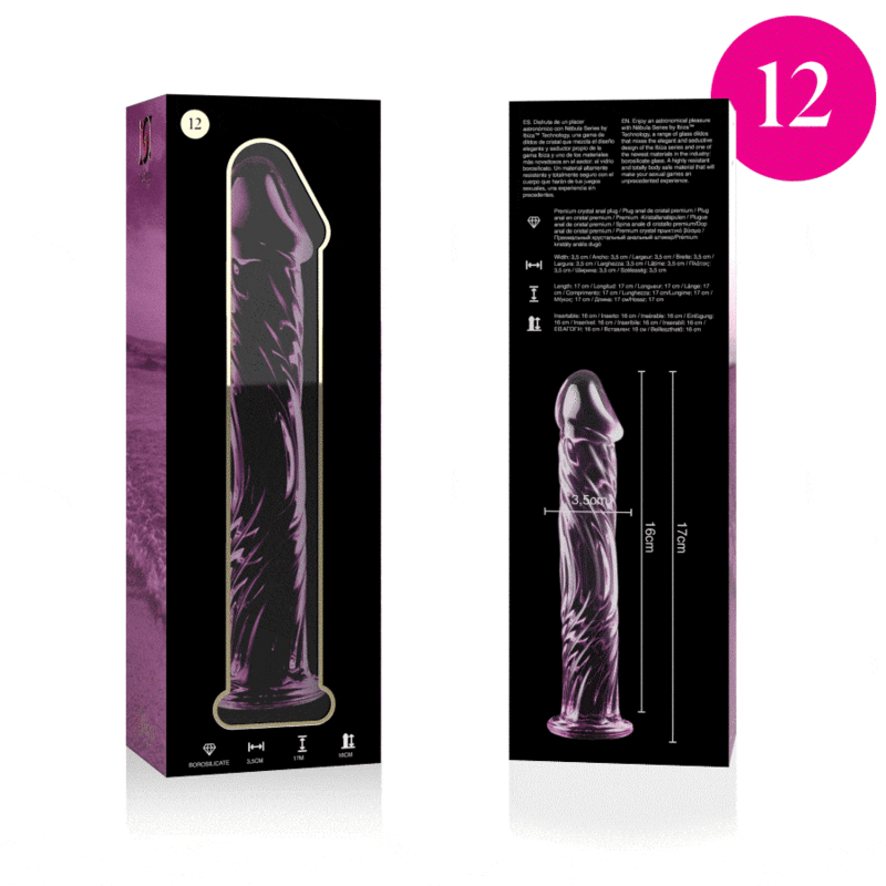 NEBULA SERIES BY IBIZA - MODEL 12 DILDO BOROSILICATE GLASS PINK 17 CM -O- 3.5 CM - NOCTURNA DESIRES