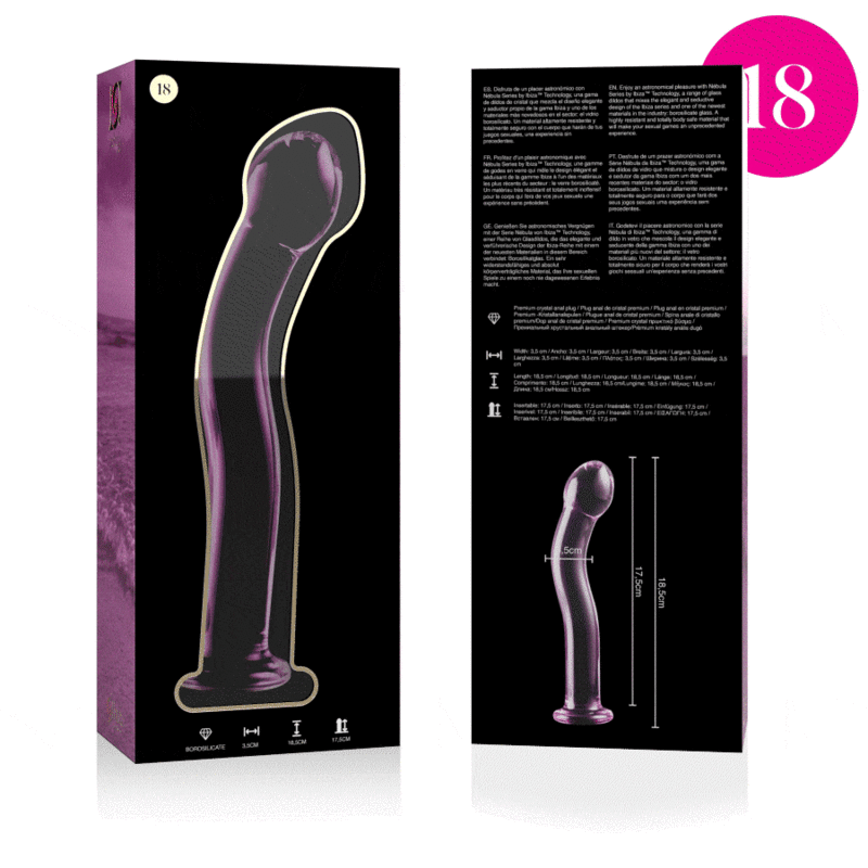 NEBULA SERIES BY IBIZA - MODEL 18 DILDO BOROSILICATE GLASS PINK 18.5 CM -O- 3.5 CM - NOCTURNA DESIRES