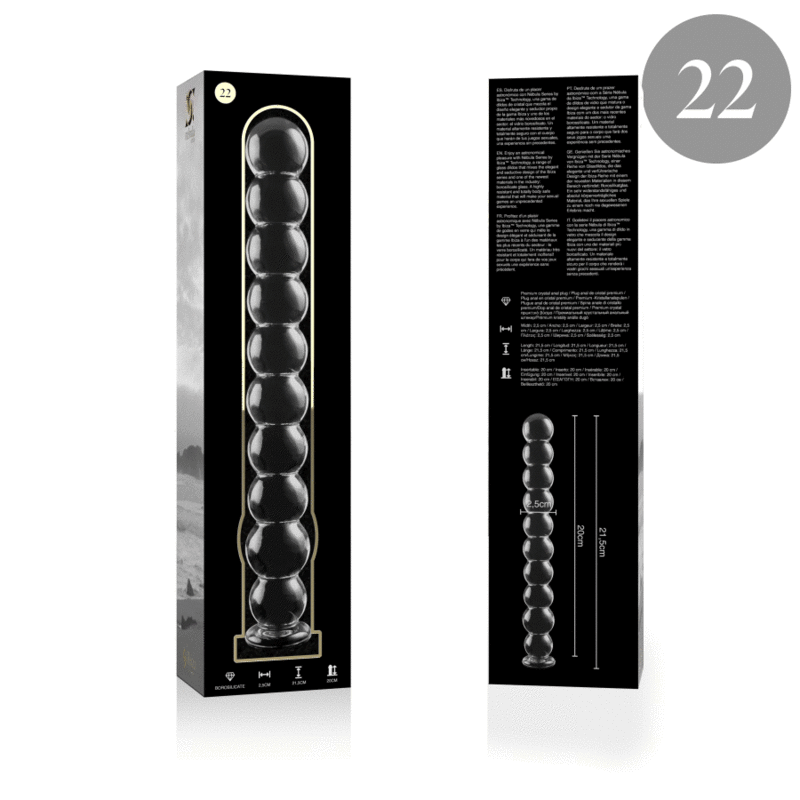 NEBULA SERIES BY IBIZA - MODEL 22 DILDO BOROSILICATE GLASS CLEAR 21.5 CM -O- 2.5 CM - NOCTURNA DESIRES
