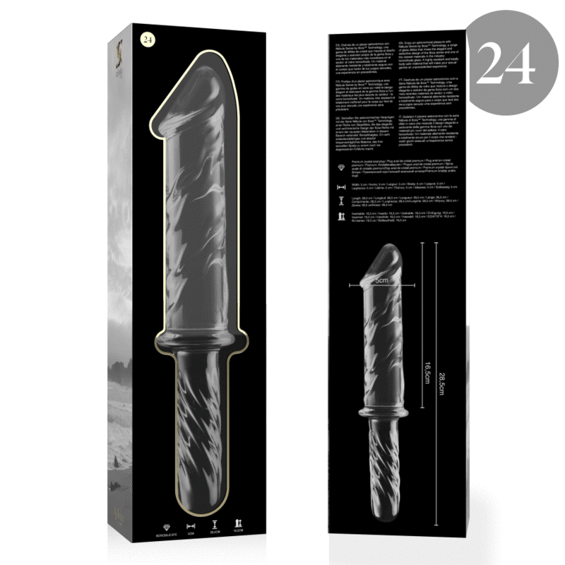 NEBULA SERIES BY IBIZA - MODEL 24 DILDO BOROSILICATE GLASS CLEAR 28.5 CM -O- 5 CM - NOCTURNA DESIRES