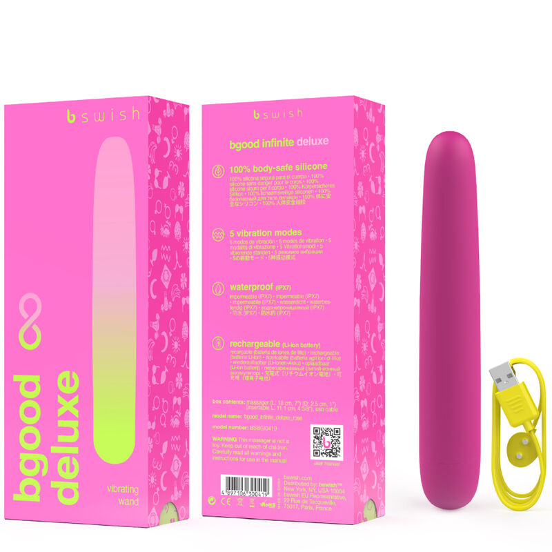 B SWISH - BGOOD INFINITE DELUXE RECHARGEABLE VIBRATOR PINK SILICONE - NOCTURNA DESIRES