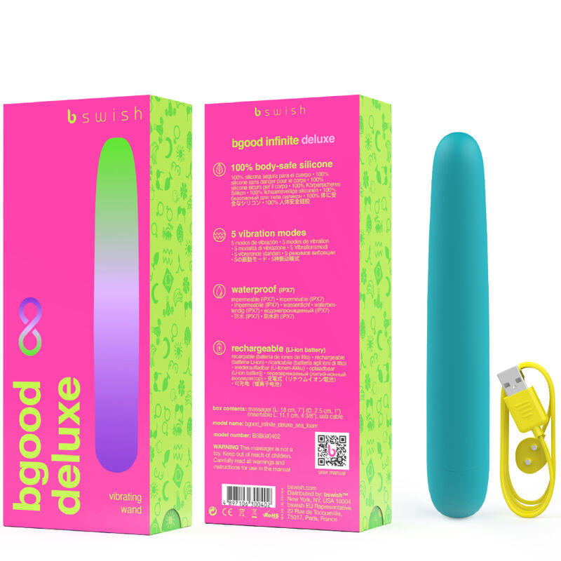 B SWISH - BGOOD INFINITE DELUXE RECHARGEABLE VIBRATOR BLUE SILICONE - NOCTURNA DESIRES