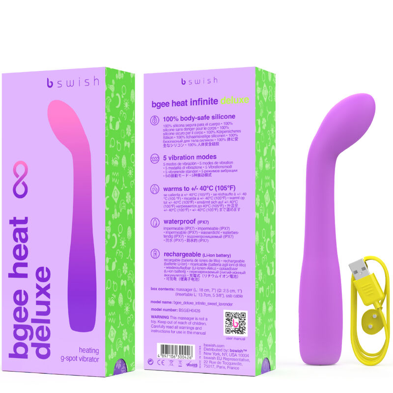 B SWISH - BGEE HEAT INFINITE DELUXE RECHARGEABLE VIBRATOR LAVENDER SILICONE - NOCTURNA DESIRES