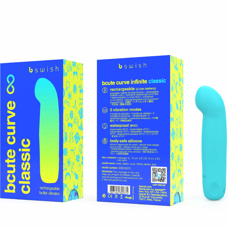 B SWISH - BCUTE CURVE INFINITE CLASSIC RECHARGEABLE VIBRATOR BLUE SILICONE - NOCTURNA DESIRES
