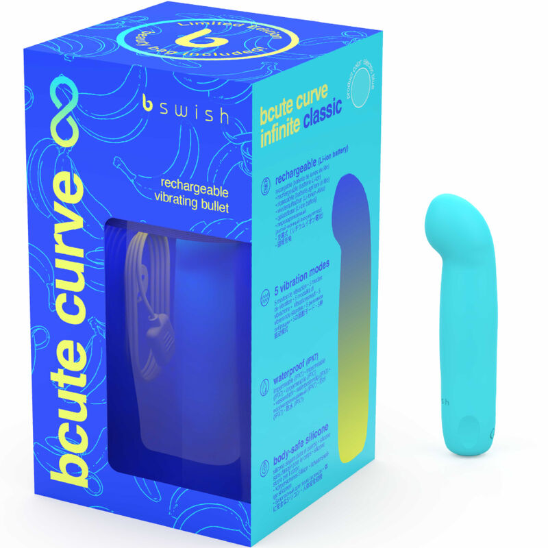 B SWISH - BCUTE CURVE INFINITE CLASSIC LIMITED EDITION BLUE SILICONE RECHARGEABLE VIBRATOR - NOCTURNA DESIRES
