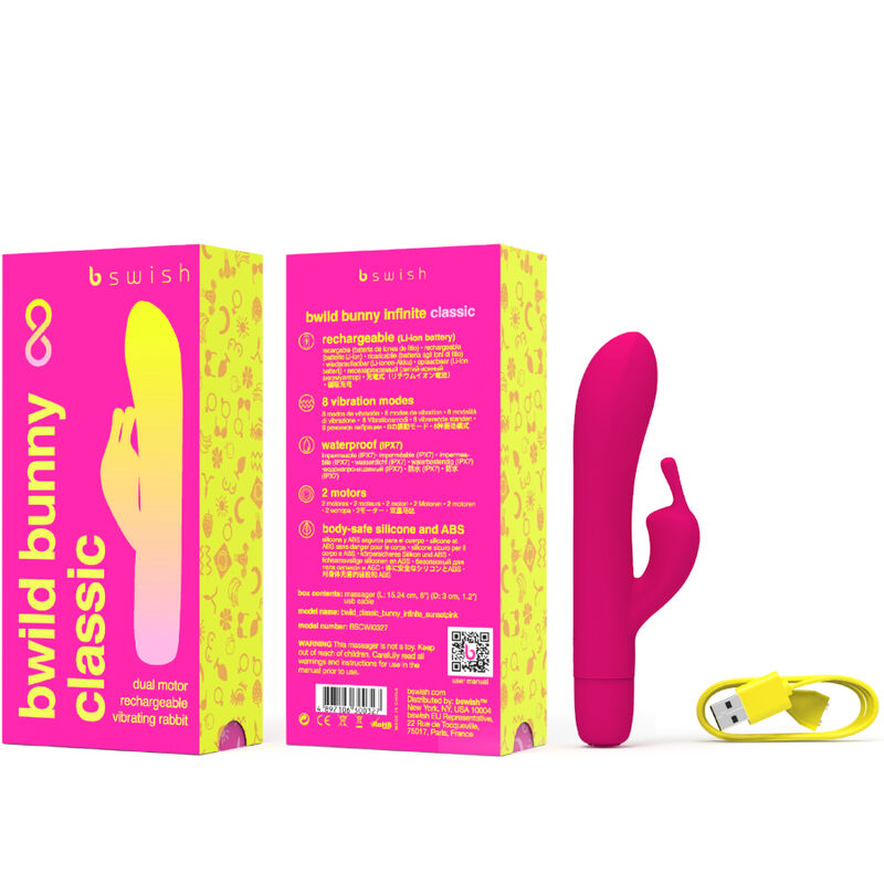 B SWISH - BWILD BUNNY INFINITE CLASSIC RECHARGEABLE VIBRATOR PINK SILICONE - NOCTURNA DESIRES