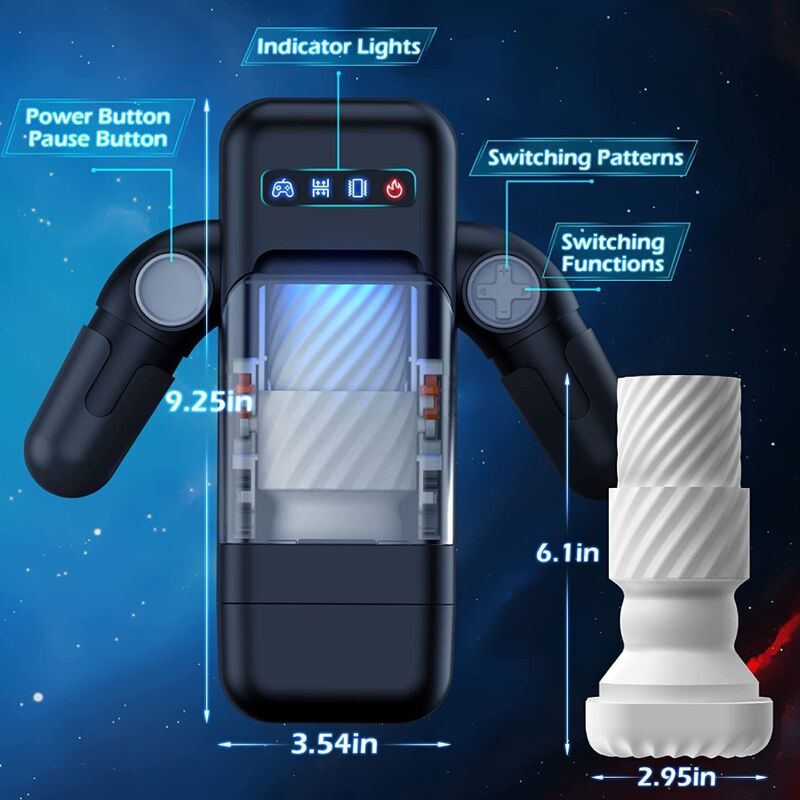 GAME CUP - THRUSTING VIBRATION MASTURBATOR WITH HEATING FUNCTION AND MOBILE SUPPORT - BLACK - NOCTURNA DESIRES