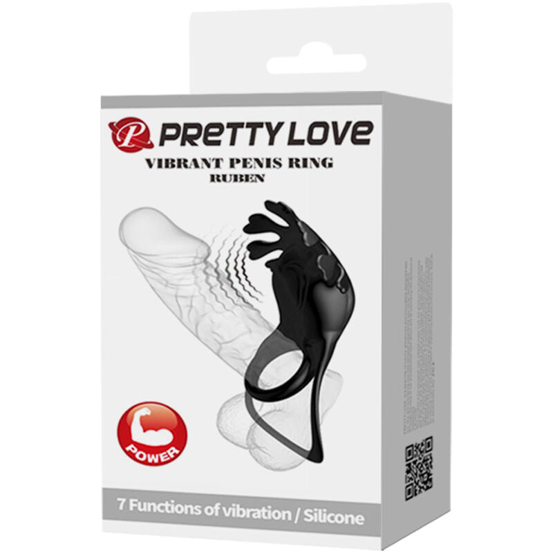 PRETTY LOVE - RUBEN VIBRATOR RING 7 VIBRATIONS BLACK SILICONE - NOCTURNA DESIRES