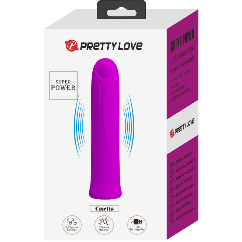 PRETTY LOVE - CURTIS MINI SUPER POWER VIBRATOR 12 VIOLET SILICONE VIBRATIONS - NOCTURNA DESIRES